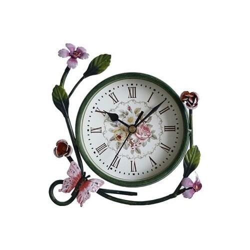 Decorative Floral Table Desktop Clocks Living Room Bedroom Modern Alarm Clock Quartz Nostalgic Ornaments Table Desktop Watches