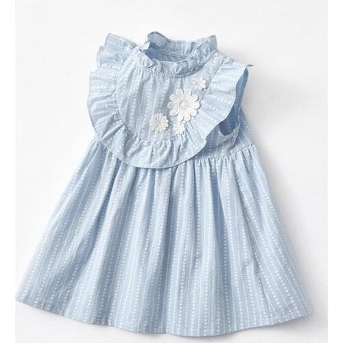 Childrens clothing girls dress summer pure color fresh childrens dress love flowers baby girl princess dress