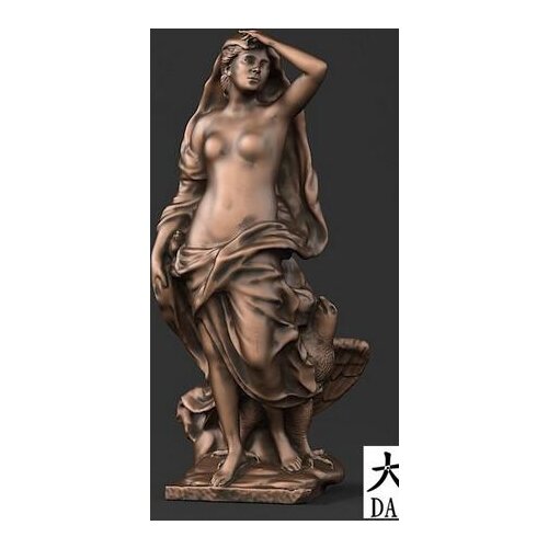 Girl and eagle STL 3D model statue artcam