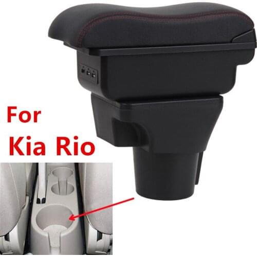 For Kia Rio Armrest Box for Kia Rio 2 Central Store Content Storage Armrest Box with Cup Holder Ashtray Products USB Interface