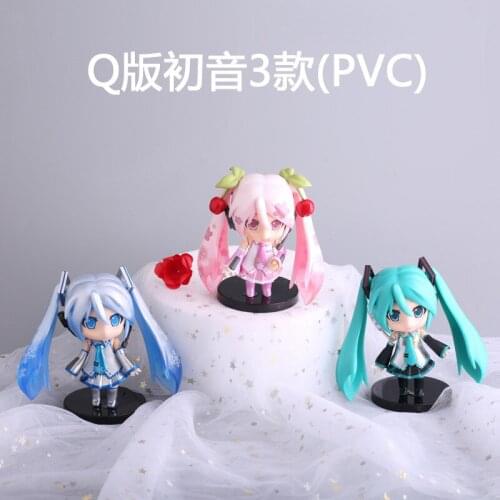 Bandai Anime Hatsun Mikuu Figurine Cute Version Q Girl Collection Ornaments Dessert Decorations PVC Model Doll Toy Birthday Gift
