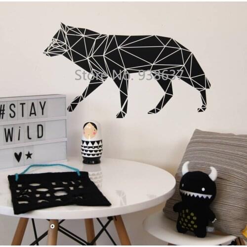 Geometric Wolf Wall Sticker for Nursery Vinyl Removable Wall Decals Kids Bedroom Decoration Animal Art Stickers Wallpaper ZB431