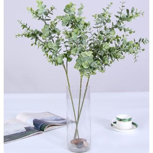 Artificial plastic plants leaves tree green eucalyptus branch for garden wedding decoration faux fake foliage christmas decor