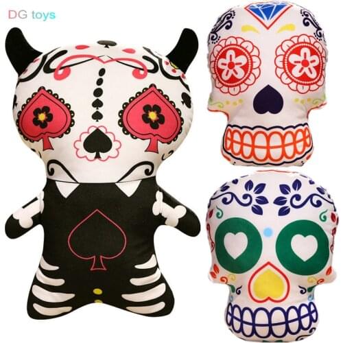 Korea Drama True Beauty Demon Skull Pillow Stuffed Plush Evil Monsters Horn Skull Hug PIllow Pink Cuddly Pig Plushie Doll toys