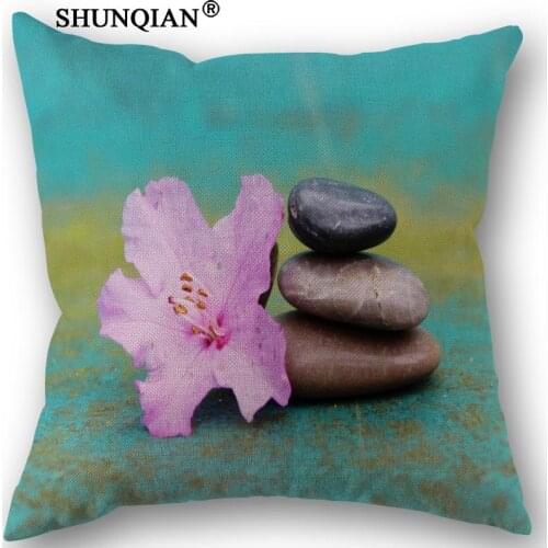 Linen Cotton Pillowcase Zen Stone Printed Pillow Cover Home Textiles Decorative Pillowcase Customize Gift 45x45cm one side