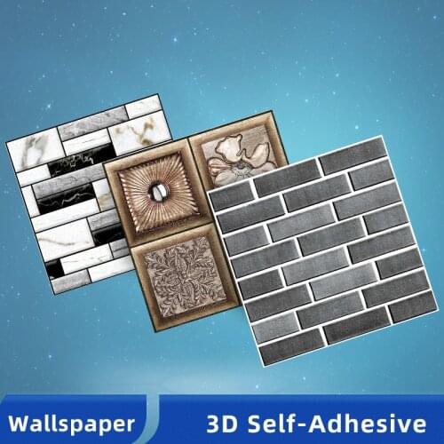 3D Stone Self-Adhesive Wall Stickers Decor Pattern Brick Waterproof Wall Paper Kitchen Living Room Home Decoration Wallpaper