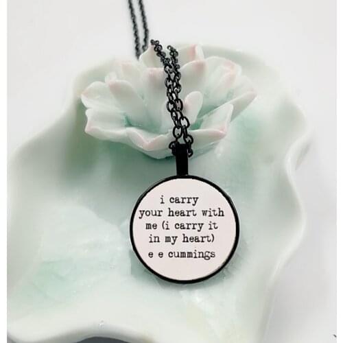 2018 New I Take Your Heart with Me "glass Domes Pendant Long Distance Love Necklace Mothers Gift Letter Necklace