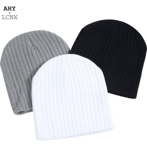 Solid Color Crimping Skullies Beanies Keep Warm Unisex Hip Hop Black White Gray Winter Korean Men Beanie Women Knitted Hat