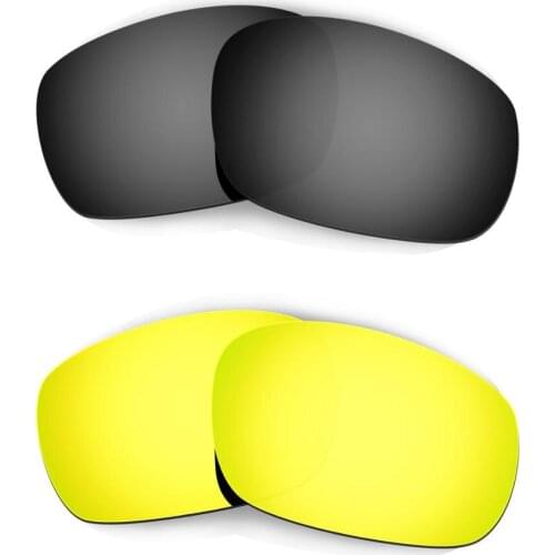 HKUCO For Jawbone (Asian Fit) Sunglasses Replacement Polarized Lenses 2 Pairs - Black & Gold