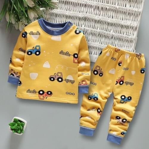 Autumn Girls Boys Sleepwear Kids Fleece Pajamas Nightwear Baby Infant Clothes Cartoon Pajama Sets Child Cotton Christmas Pyjamas