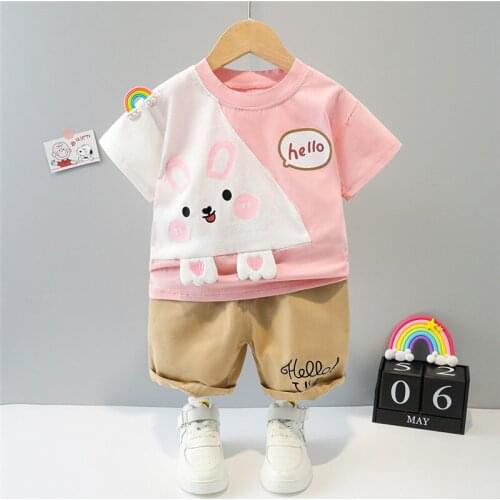 0-5 Years Summer Girl Clothing Set 2021 New Casual Fashion Cartoon Active T-Shirt+ Pant Kid Children Baby Toddler