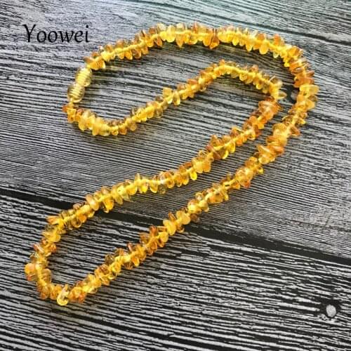 Yoowei Natural Amber Necklace for Women Genuine Beads Baltic Amber Jewelry Gift Multi-layered Bracelet Chips Necklace Wholesale