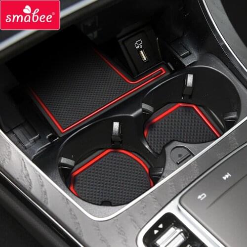 Smabee for Benz EQC Anti-Slip Gate Slot Cup Mat Cup Holder Door Groove Mats Non-slip Pad Accessories Rubber Coaster Car Sticker
