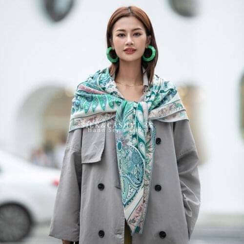 Silk Cashmere Shawl 140 Scarfs For Women Square Designer Pashmina Shawls And Wraps Warm Stole Cape Blanket Poncho 135cm