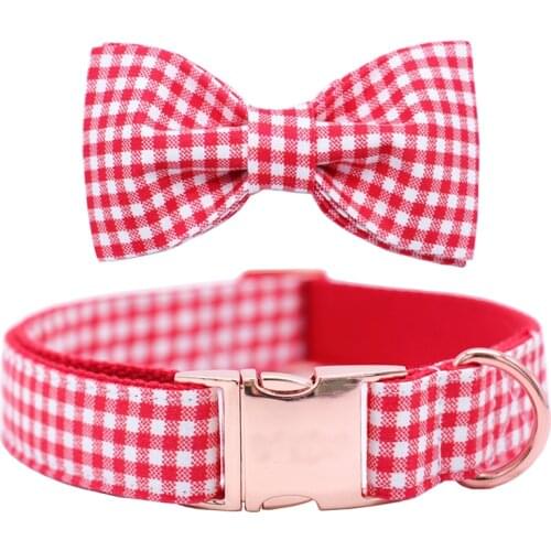Chrismas Dog or Cat Collar or Leash with Bows Grey Dots Design with Cotton Webbing