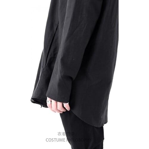 S-6XL! Plus-size mens shows 2019 Original dark black loose v-neck cotton vintage mens wear