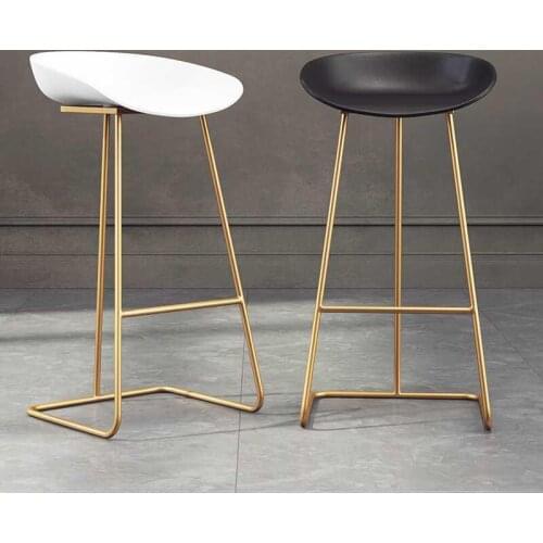Nordic Bar Stools Wrought Iron Creative Modern Minimalist Bar Stools Cafe Gold Bar Stool Front High Stool