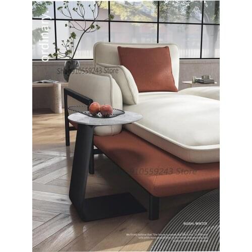 Modern Minimalist Living Room Home Mini Small Apartment Corner Table Small Coffee Table Rock Board Round Table Side Table Combin