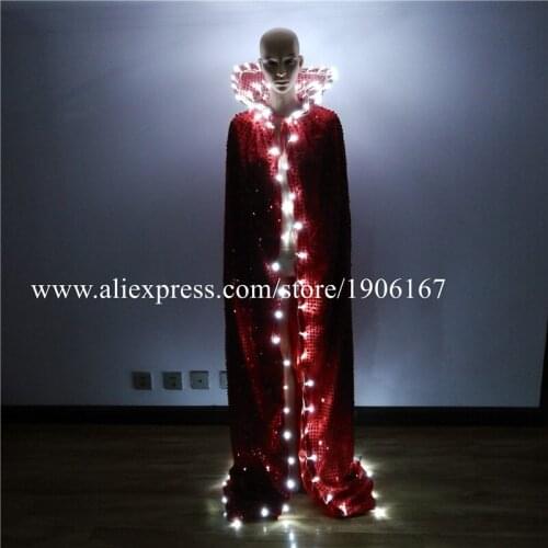 Led Luminous Halloween Cloak Light Up Ballroom Cosplay Clothes Led Lighting Party Crown Models Show Stage Performance Costume
