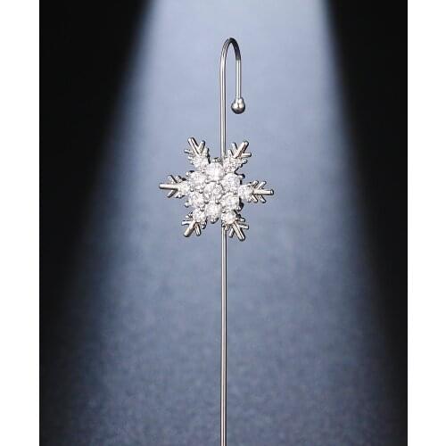 Emmaya Snowflake Unique Jewelry 1 Pcs Earring Women Alloy Cross Ear Pin Design Line Around Earrings Zircon Wedding Accessorie