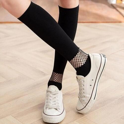 Spring Sexy Harajuku Fishnet Stocking Women Gothic Lolita Knee Socks Thigh High Summer Girls White Basic Long Socks PJ257