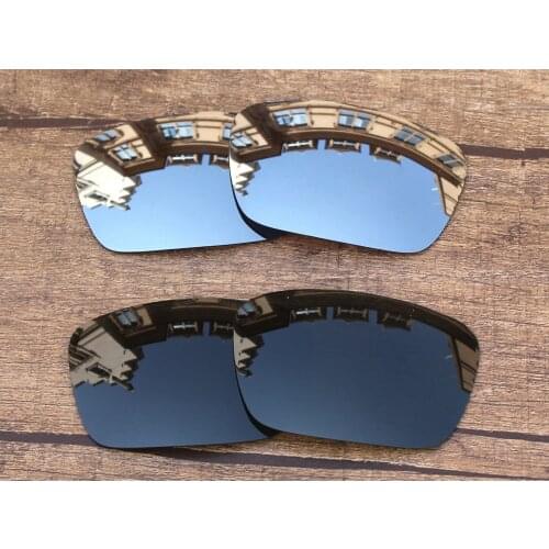 Vonxyz 2 Pairs Chrome Mirror & Grey Green Polarized Replacement Lenses for-Oakley Fuel Cell Frame