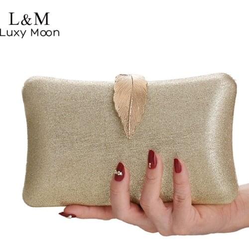 Luxury Evening Bag For Women Wedding Small Purses And Handbags Leaf Lock Designer Bag Banquet Party Gold Clutch Bag Bolso X551H