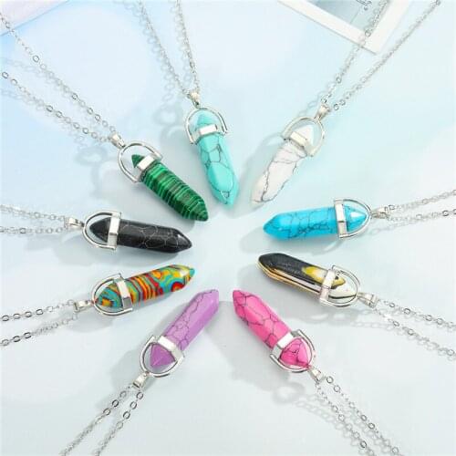 1PC Bohemia Punk Resin Painted Bullet Pendant Necklace For Women Vintage Colorful Geometric Necklace Chain Choker Jewelry N247