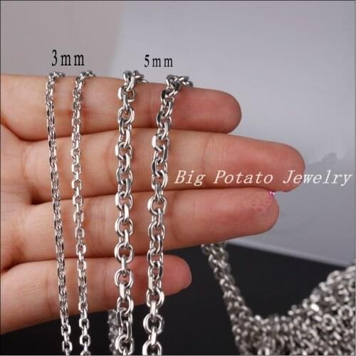 2/3/4/5mm Fashion DIY Jewelry 316L Stainless Steel Silver Color Cross Chain Mens Womens Necklace Never Fades 5/10Meter/Lot