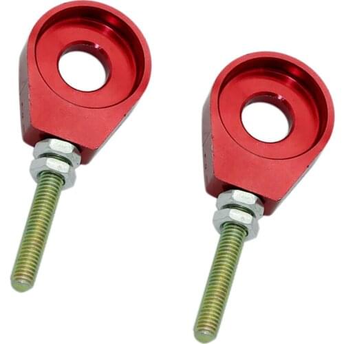 2 Unit Motorcycles Chain Tensioner Screw On Roll Adjuster Tool Red Color