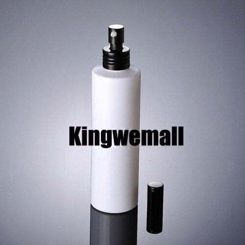 300pcs/lot Capacity 200ml Empty PET White Water Bottle with Black Electrochemical aluminum Pump For Cosmetic Packaging FWJ46