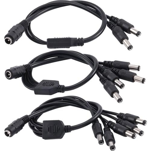 DC Connectors Power Splitter Cable 1 Female to 2/3/4/5/8 Male 5.5mmx2.1mm Plug for CCTV Camera LED Strip Light Power Supply