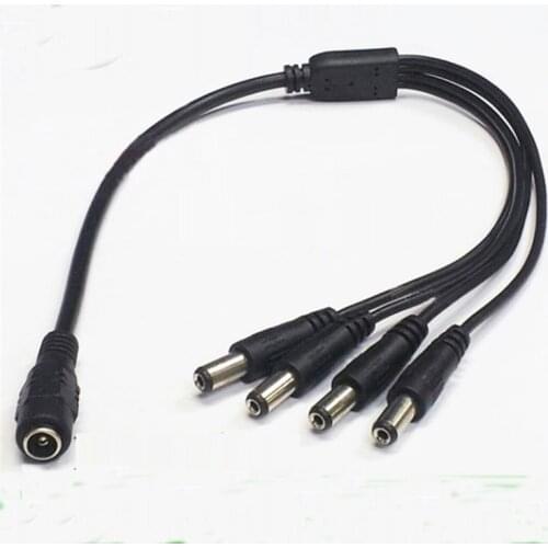 5A/2464/20AWG Copper Cord DC5.5*2.1 Jack Female to 4 Male Plug Connector Power Cable for CCTV DVR Camera Projector Security
