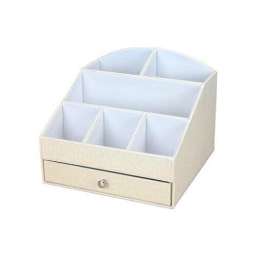 7 grid wood structure synthetic leather storage box make up organizer organizer box drawer organizer wooden box for women gift
