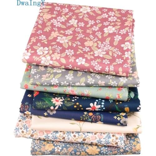 8pcs/Lot High Quality Flower Twill Cotton Fabric For Patchwork Sewing DIY Quilting Cloth Fat Quarters Baby Doll Material 40x50cm
