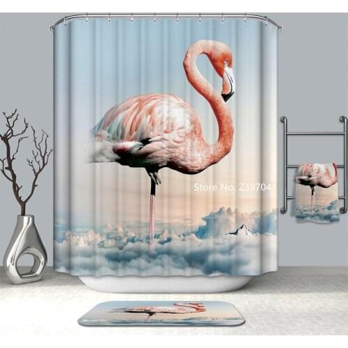 Abstract Art Animal Creations Nordic Wind Flamingo Deer Plant Moon Shower Curse Bathroom Waterproof and Mildew Resistant