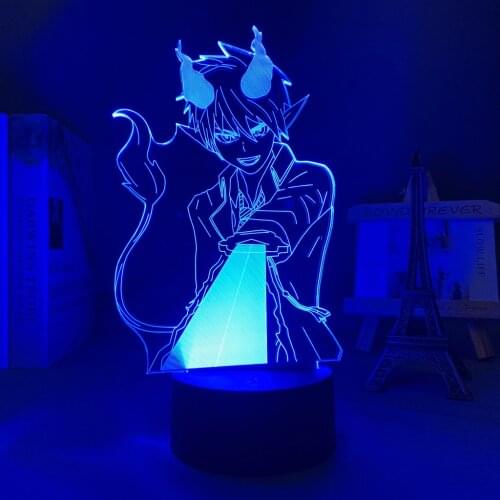 Anime 3d Light Blue Exorcist for Childrens Bedroom Decoration Night Light Manga Gift for Him Her Table Led Lamp Blue Exorcist