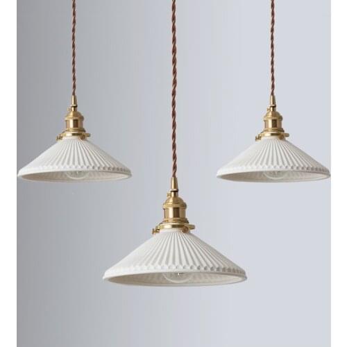 White ceramic pendant light design art deco nordic minimalist lamp Bedroom Bedside Japanese Style kitchen pendant lights