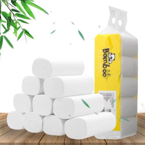 Skin-friendly Home Bath Kitchen Tissue Roll 4 Layers 10 Rolls/Lot Toilet Paper Coreless Roll Paper Comfortable Native Wood Pulp