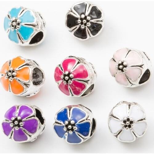 10Pcs/Lot Silver Plated Charms Beads European DIY Beads Fit Pandora Charms Bracelets & Bangle Fashion Jewelry js1020