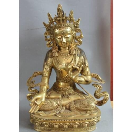 Fast shipping USPS to USA S2216 27" Tibetan Buddhism Bronze Gild White Tara spirit of Compassion Goddess Statue