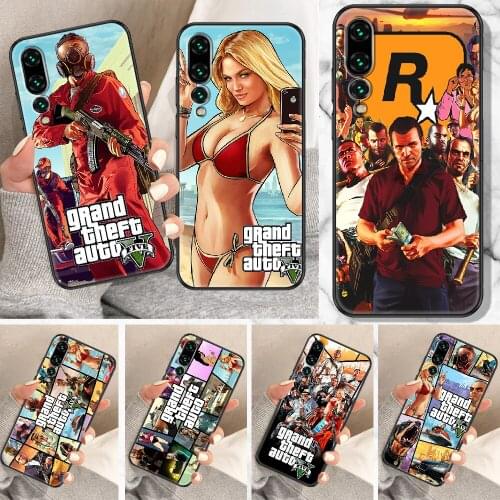 Grand Theft Auto GTA GTA5 Phone Case For Huawei P Mate P10 P20 P30 P40 10 20 Smart Z Pro Lite black painting Etui silicone coque
