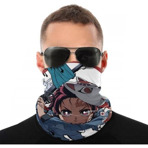 Demon Slayer: Kimetsu No Yaiba Scarves Half Face Mask Halloween Mask Tanjirou Tubular Bandanas Polyester Headwear Cycling Hiking