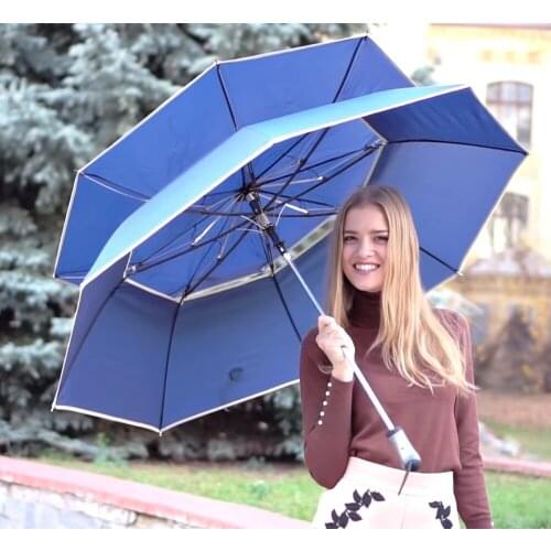 112cm visible double layer two fold auto open golf umbrella hex-angles 70T steel double bridge carbon fiberglass vented parasol
