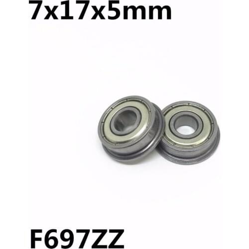 10Pcs F697ZZ 7x17x5 mm Flange Bearings Deep Groove Ball Bearing High Quality F697
