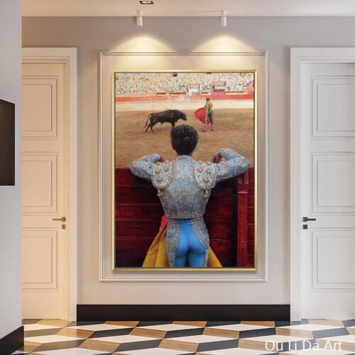Classical court figures man Spanish bullfight scenery oil painting canvas printing printed on canvas wall art decoration picture