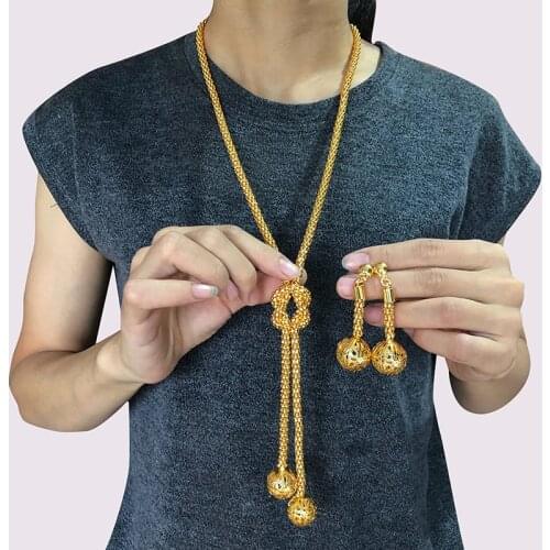 Dubai gold jewelry sets for women big Necklace african beads jewelry set Women Italian Bridal Jewelry Sets Wedding Accessories