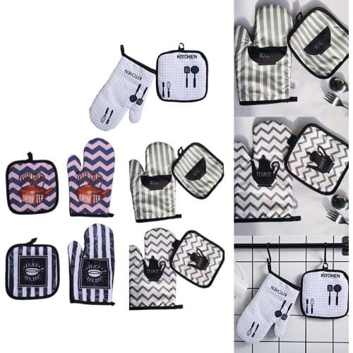2pcs Oven Gloves Pot Holder Set Heat Resistant Quilted Mitts Cooking baking