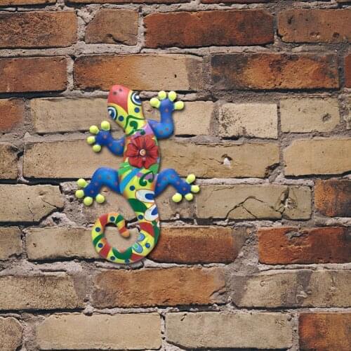 1PCS Iron Gecko Wall Art Decoration Simulation Small Metal Gecko Lizard Sculptures Outdoor Home Garden Fence Ornaments