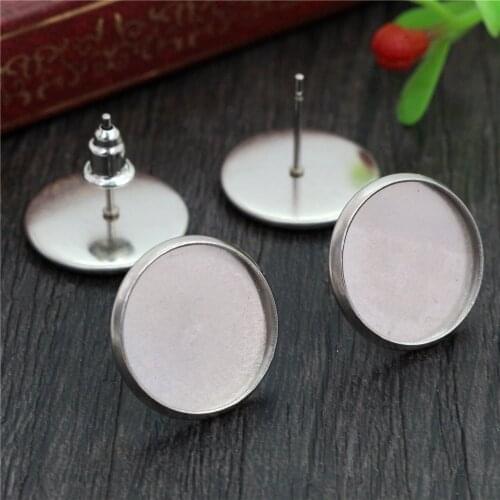 No Fade ) 14 16 18 mm 20pcs/lots Stainless Steel Earring Studs,Earrings Blank/Base,Fit 14 16 18 mm Cabochons,Buttons